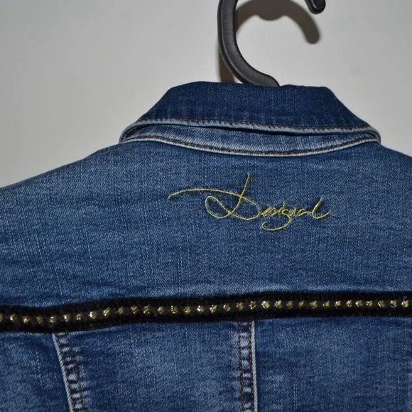 Desigual Floral Print Denim Jacket Blue size 42 or M - Picture 10 of 12